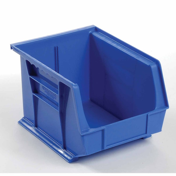 Hang & Stack Storage Bin, Plastic, Blue, 7 in H